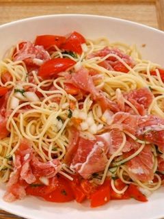 生ハムとトマトの冷製パスタ-レシピのメイン写真