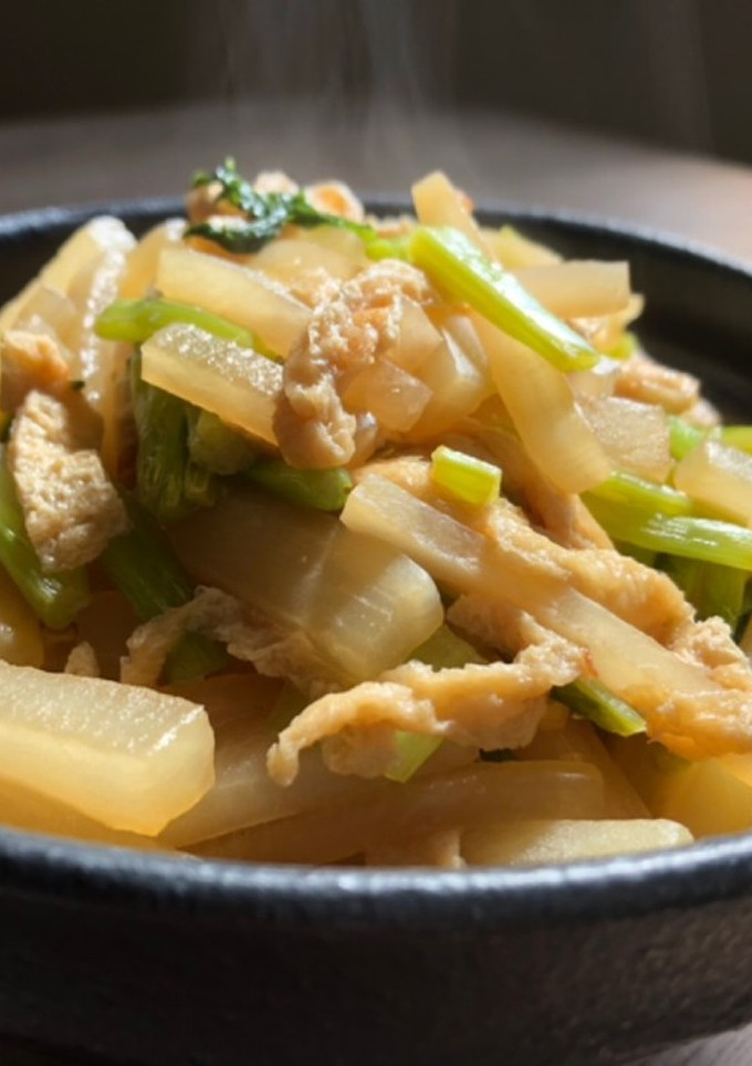 大根と大根葉と油揚げの炒り煮-レシピのメイン写真