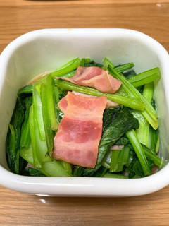 小松菜とベーコンの鶏ガラ炒め-レシピのメイン写真