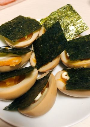 手抜き！韓国海苔と煮卵の絶品おつまみ-レシピのメイン写真