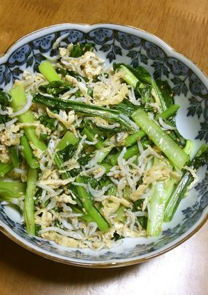 炒め物(小松菜・しらす・薄揚げ)-レシピのメイン写真