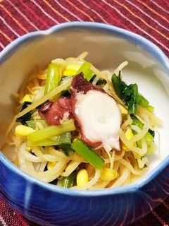タコと豆モヤシと小松菜のナムル-レシピのメイン写真