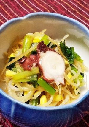 タコと豆モヤシと小松菜のナムル-レシピのメイン写真