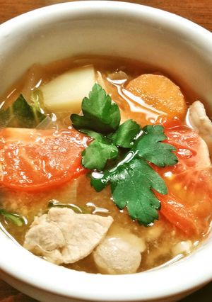 美味しいトマトの豚汁 （梅干し入り）-レシピのメイン写真