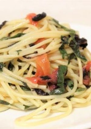 味つけは塩と醤油だけ♪爽やか梅じそパスタ-レシピのメイン写真