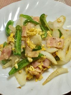 新玉ねぎとベーコンの卵とじ-レシピのメイン写真