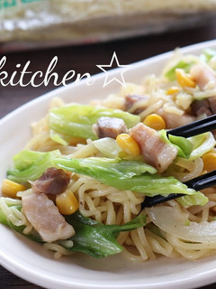 ベーコンとキャベツの塩バター焼そば-レシピのメイン写真