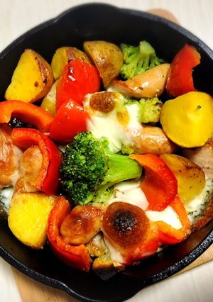 スキレットで！野菜のぎゅうぎゅう焼き-レシピのメイン写真