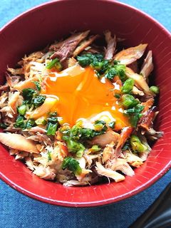 サバみりん丼ネギと卵黄のせ-レシピのメイン写真