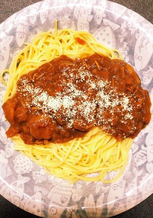 早茹でパスタと残りカレーで即ランチ！-レシピのメイン写真