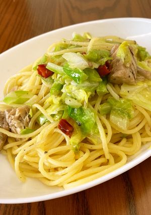 めっさ簡単 サバとキャベツのピリ辛パスタ-レシピのメイン写真