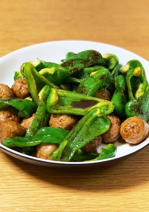 鳥つくねとピーマンの焼き鳥風-レシピのメイン写真