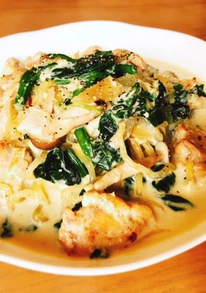 こんにゃく麺豆乳スープパスタ　ダイエット-レシピのメイン写真