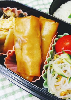 木須肉と春巻きの中華風お弁当-レシピのメイン写真