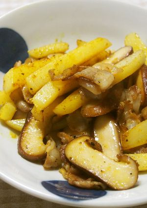 じゃが芋・椎茸・豚バラのカレー粉炒め♪-レシピのメイン写真