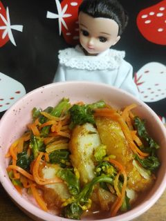 リカちゃん♡菜の花 玉ねぎ天人参炊いたん-レシピのメイン写真