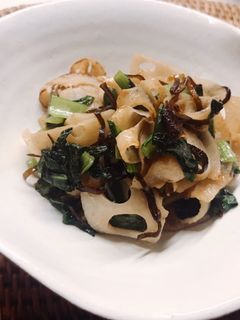 簡単♩蓮根と小松菜の塩昆布炒め-レシピのメイン写真