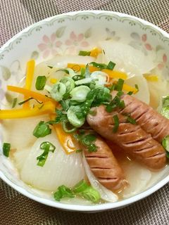 新玉ねぎとソーセージの梅肉煮-レシピのメイン写真
