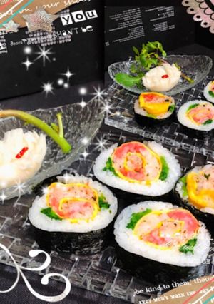 お花見にも♡薔薇の花の飾り巻きずし♪-レシピのメイン写真