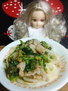 リカちゃん♡菜の花の塩麹焼きうどん-レシピのメイン写真
