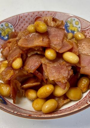 水煮大豆とベーコンの炒め煮-レシピのメイン写真