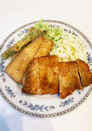 とんかつとアスパラ、白身魚のフライ-レシピのメイン写真