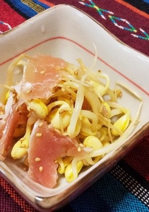 簡単☆豆モヤシと生ハムの麺つゆ和え-レシピのメイン写真