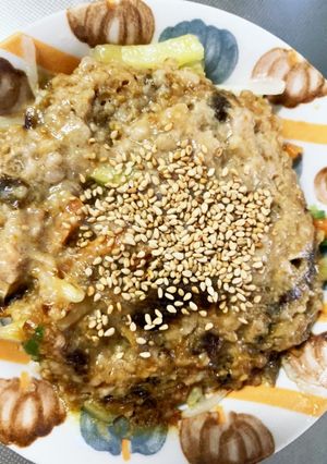 レンジ味噌カレー豆乳味ひき肉のせドーム蒸-レシピのメイン写真