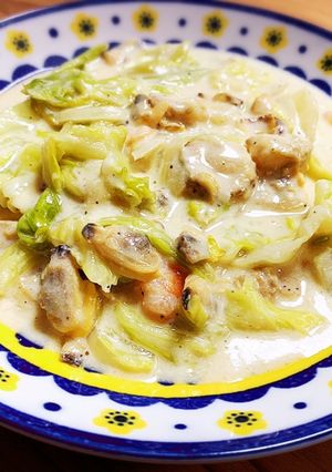 春キャベツとシーフードの豆乳チーズ煮こみ-レシピのメイン写真
