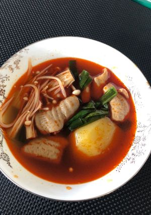 モツとじゃがいもの激辛煮物-レシピのメイン写真