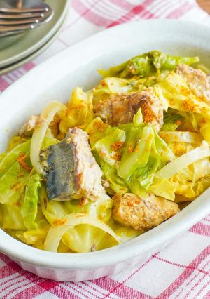 たっぷりきゃべつと鯖缶のレンジ蒸し-レシピのメイン写真