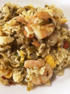 冷やご飯で熱々辛子高菜えびチャーハン!-レシピのメイン写真
