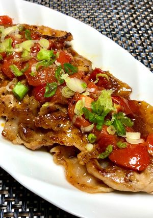 旨い！豚肉のトマト入り生姜焼き＊ねぎ風味-レシピのメイン写真