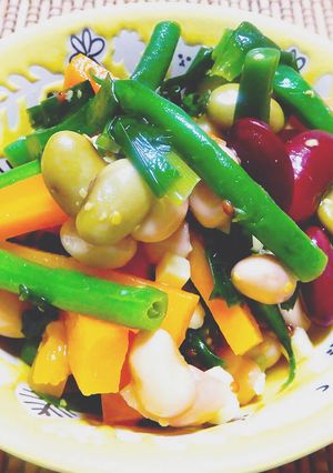 お豆さんと野菜があますっぱい温サラダ-レシピのメイン写真
