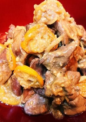 爽やか金柑香る～レバーとハツの味噌炒め煮-レシピのメイン写真