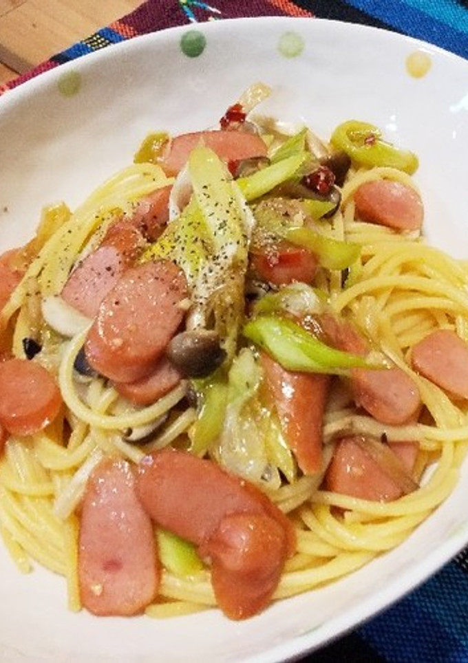 ウィンナと長ネギの和風パスタ-レシピのメイン写真