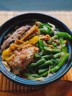 いんげんと豚塊肉の煲仔飯風-レシピのメイン写真