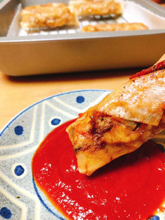 簡単*ケチャップで食べる挽肉春巻き*-レシピのメイン写真