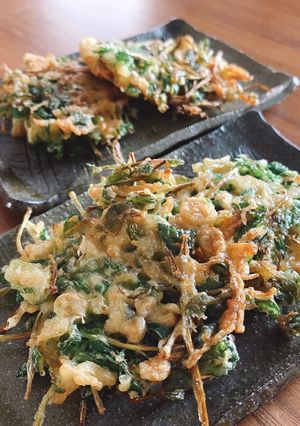 豆苗とえのき☆かき揚げ(QC無水鍋使用)-レシピのメイン写真