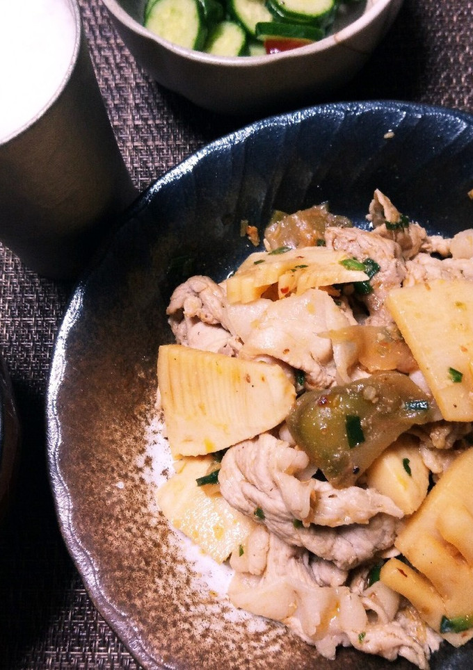 ピリ辛＊たけのこと豚肉のザーサイ炒め-レシピのメイン写真