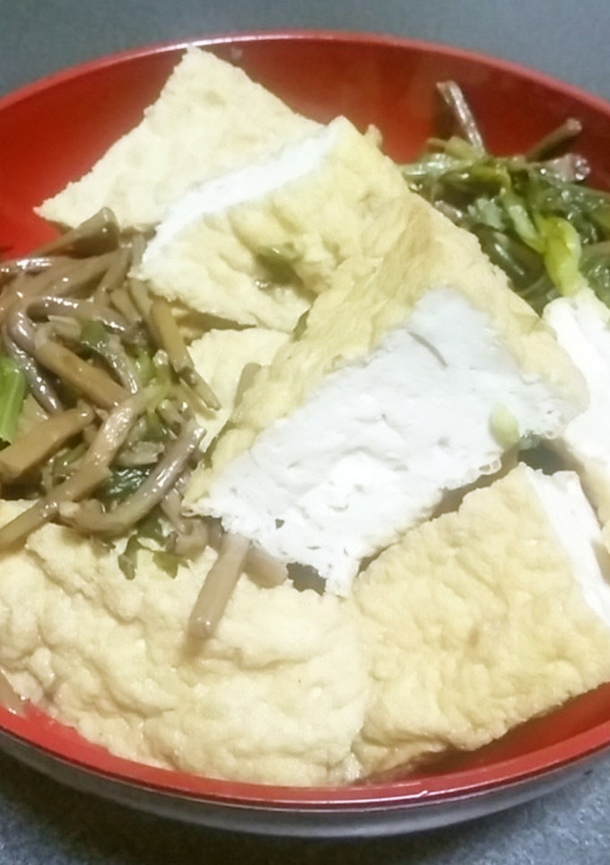 春菊と厚揚げとゼンマイの煮浸し(非常用)-レシピのメイン写真
