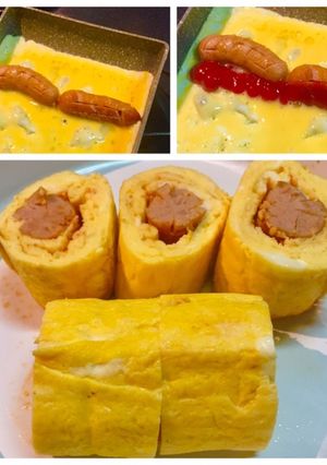 粗挽きウインナーとケチャップ入り卵焼き-レシピのメイン写真
