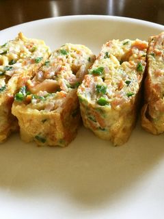 懐かしい味,ハムとねぎ入りの卵焼き-レシピのメイン写真