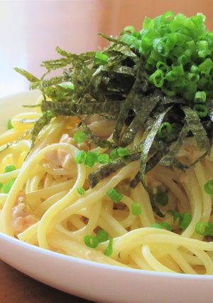 ひきわり納豆とわさびのマヨごま醤油パスタ-レシピのメイン写真