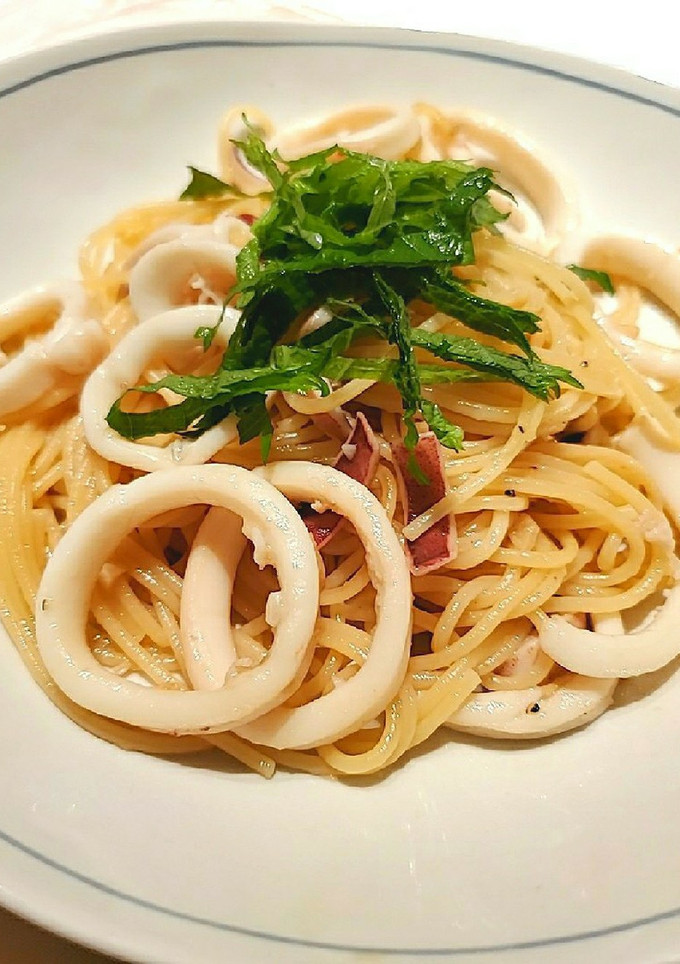 だしで茹でる！イカの和風パスタ-レシピのメイン写真