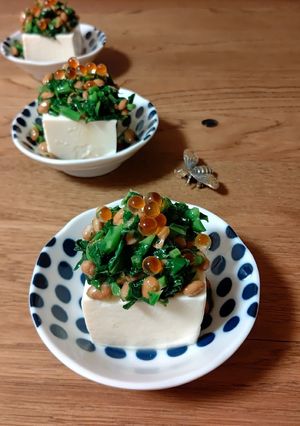 冷奴☆のらほう菜と納豆のせ-レシピのメイン写真