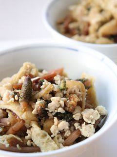 フライパンで鶏ミンチ油揚げ土筆の炒め煮-レシピのメイン写真
