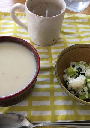 カリフラワーのポタージュ、豆と菜の花ご飯-レシピのメイン写真