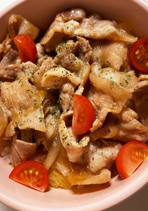 オリーブたっぷり！スペイン風豚丼-レシピのメイン写真