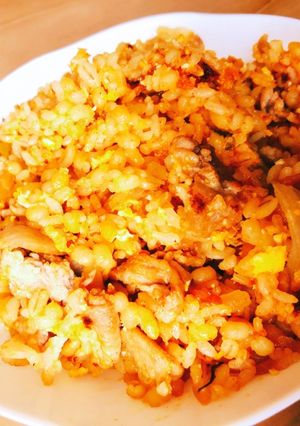 プチっと鍋で簡単もち麦100%キムチ炒飯-レシピのメイン写真